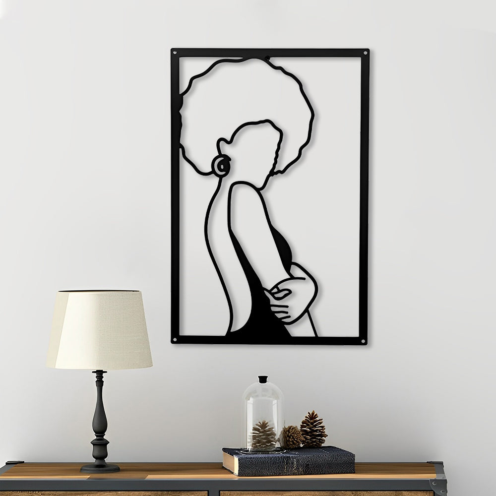 Abstract Woman Lines Metal Wall Art version 009