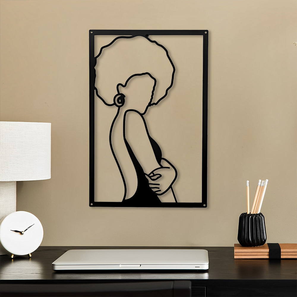 Abstract Woman Lines Metal Wall Art version 009