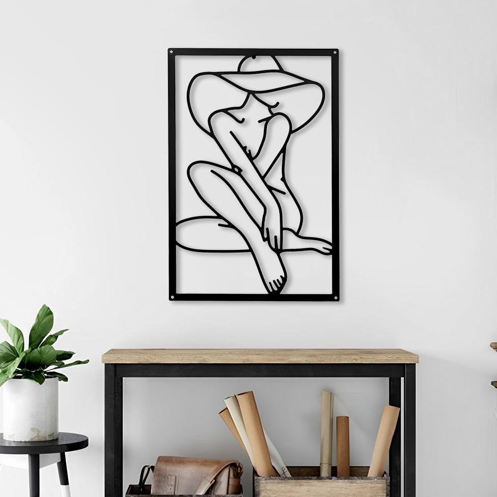 Abstract Woman Lines Metal Wall Art version 010