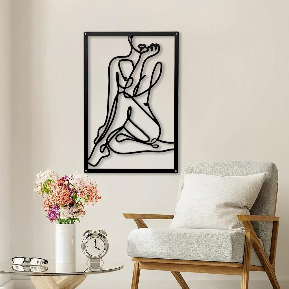 Abstract Woman Lines Metal Wall Art version 012