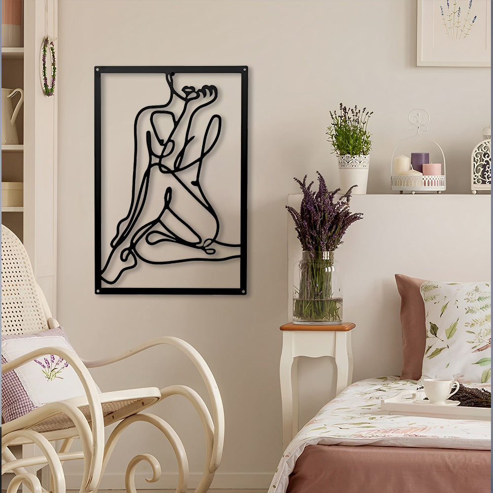 Abstract Woman Lines Metal Wall Art version 012