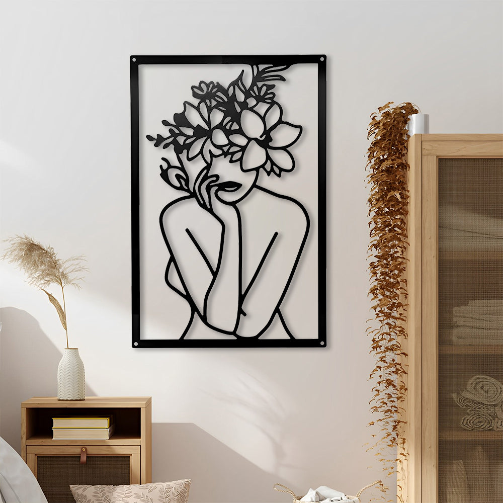 Abstract Woman Lines Metal Wall Art version 013