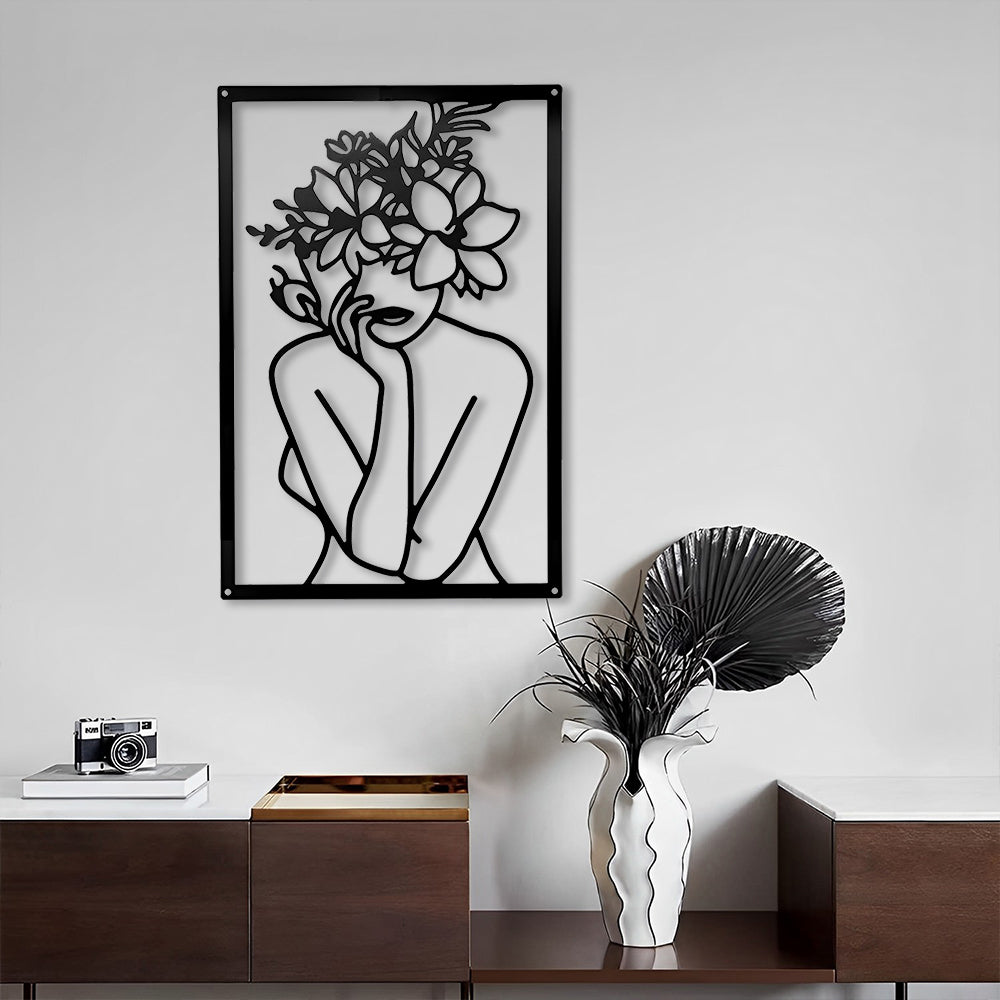 Abstract Woman Lines Metal Wall Art version 013