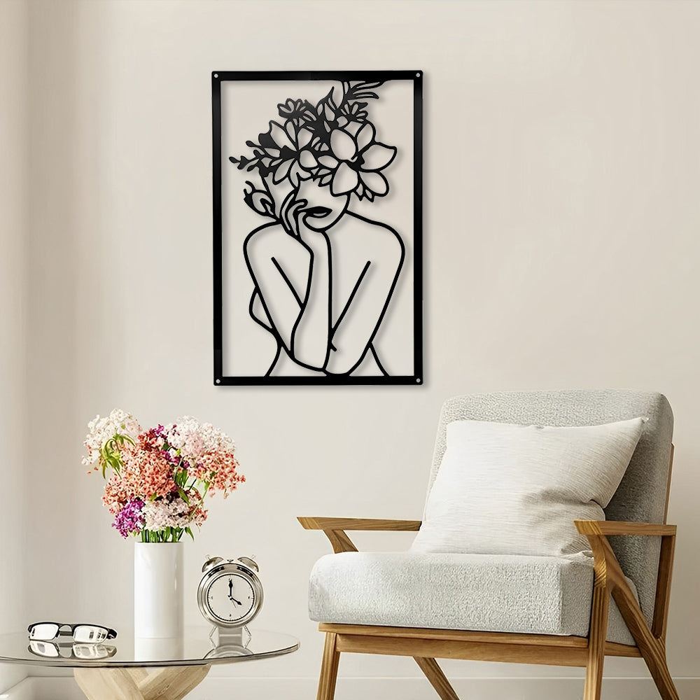 Abstract Woman Lines Metal Wall Art version 013