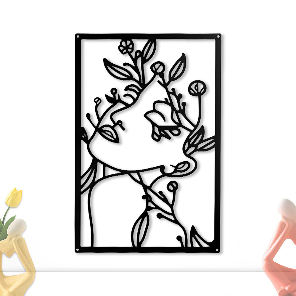 Abstract Woman Lines Metal Wall Art version 014