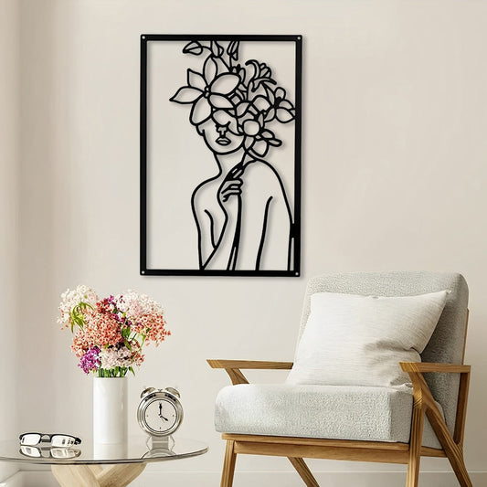 Abstract Woman Lines Metal Wall Art version 015