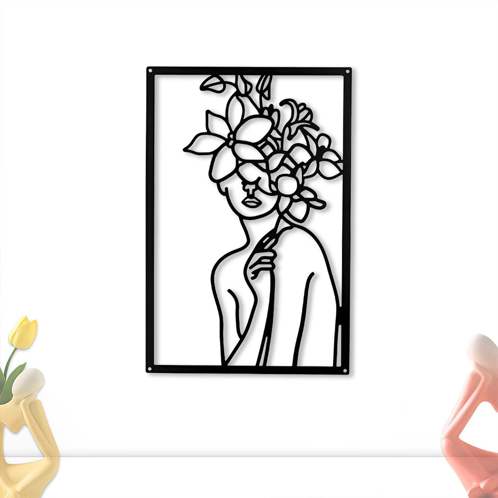 Abstract Woman Lines Metal Wall Art version 015