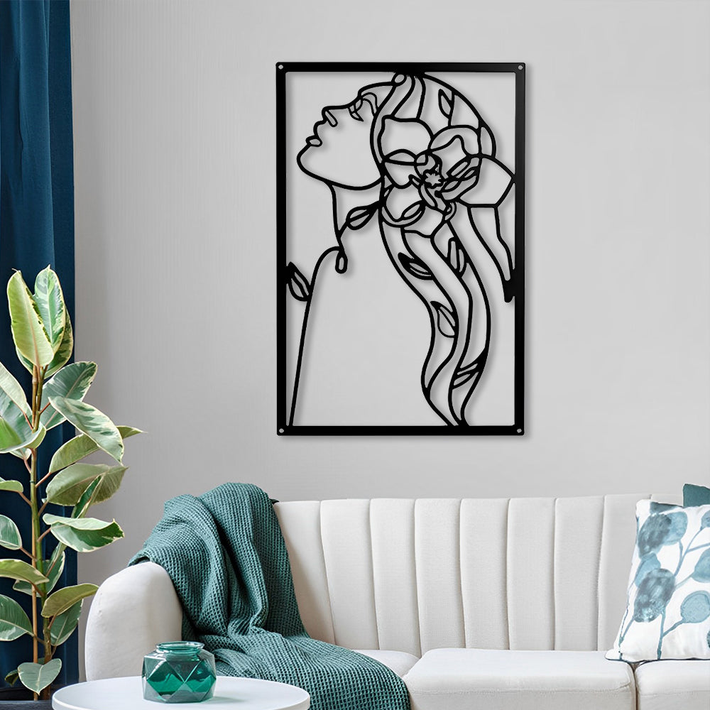 Abstract Woman Lines Metal Wall Art version 016