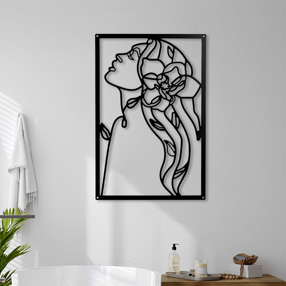 Abstract Woman Lines Metal Wall Art version 016