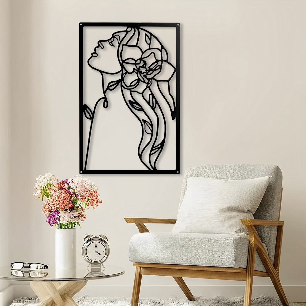 Abstract Woman Lines Metal Wall Art version 016