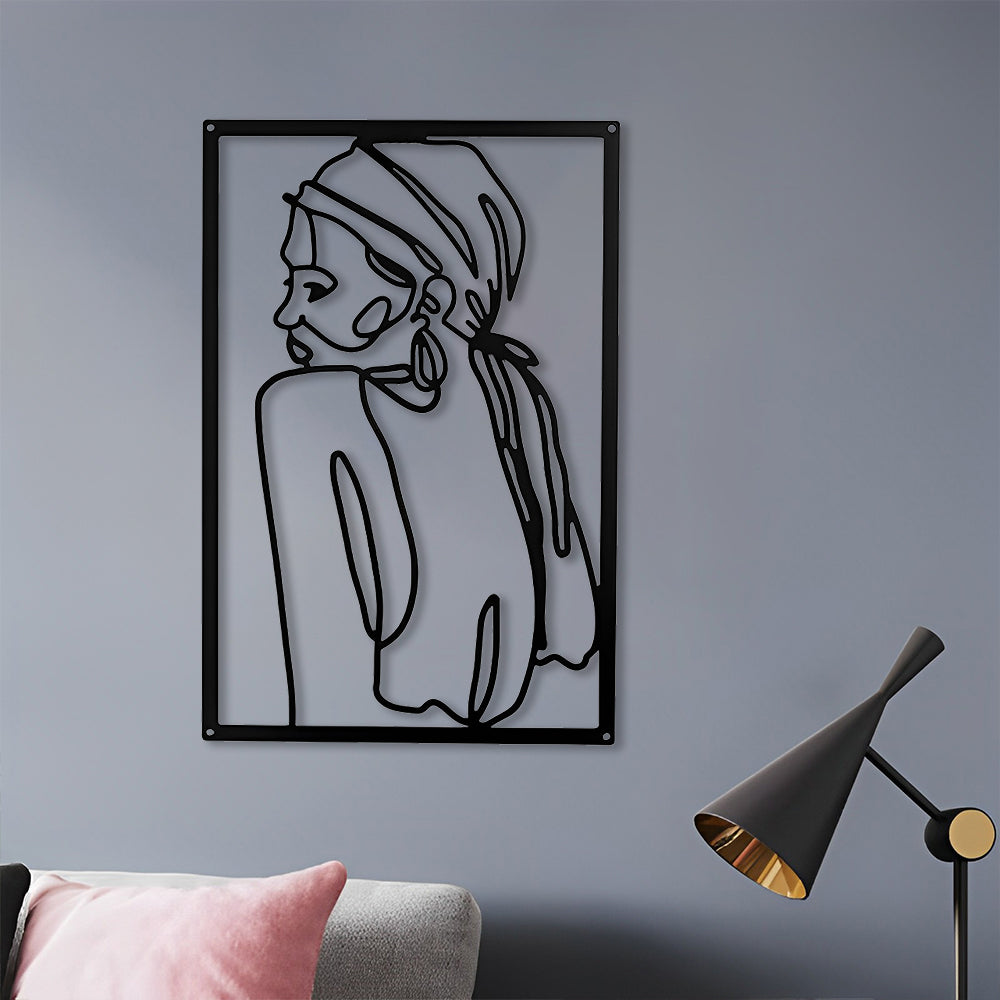 Abstract Woman Lines Metal Wall Art version 017