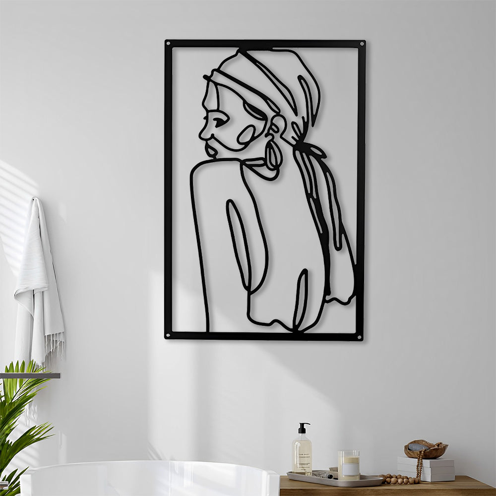 Abstract Woman Lines Metal Wall Art version 017