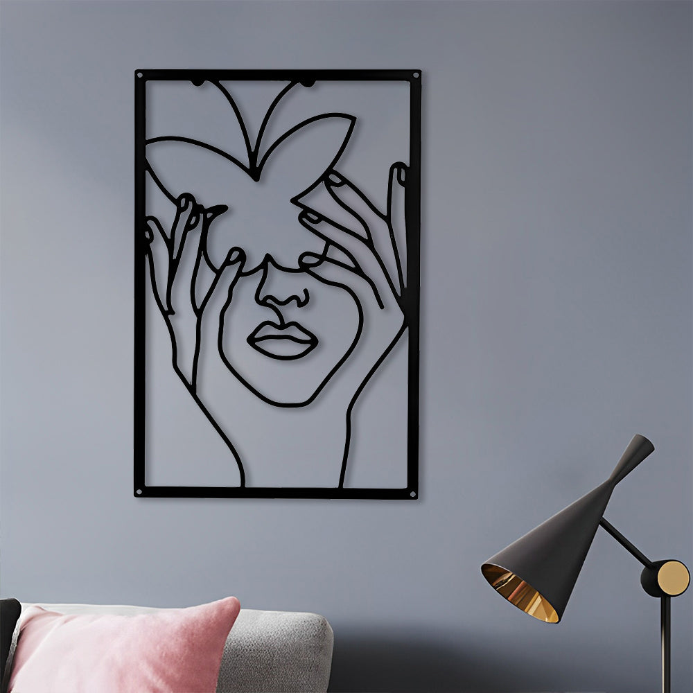 Abstract Woman Lines Metal Wall Art version 018