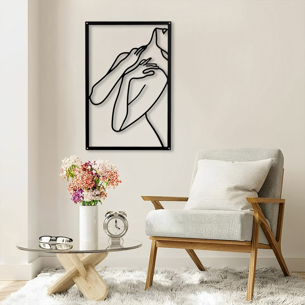 Abstract Woman Lines Metal Wall Art version 020