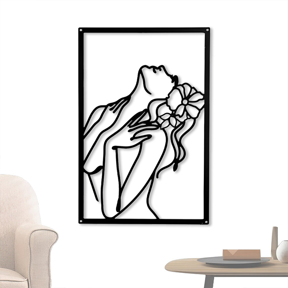 Abstract Woman Lines Metal Wall Art version 021