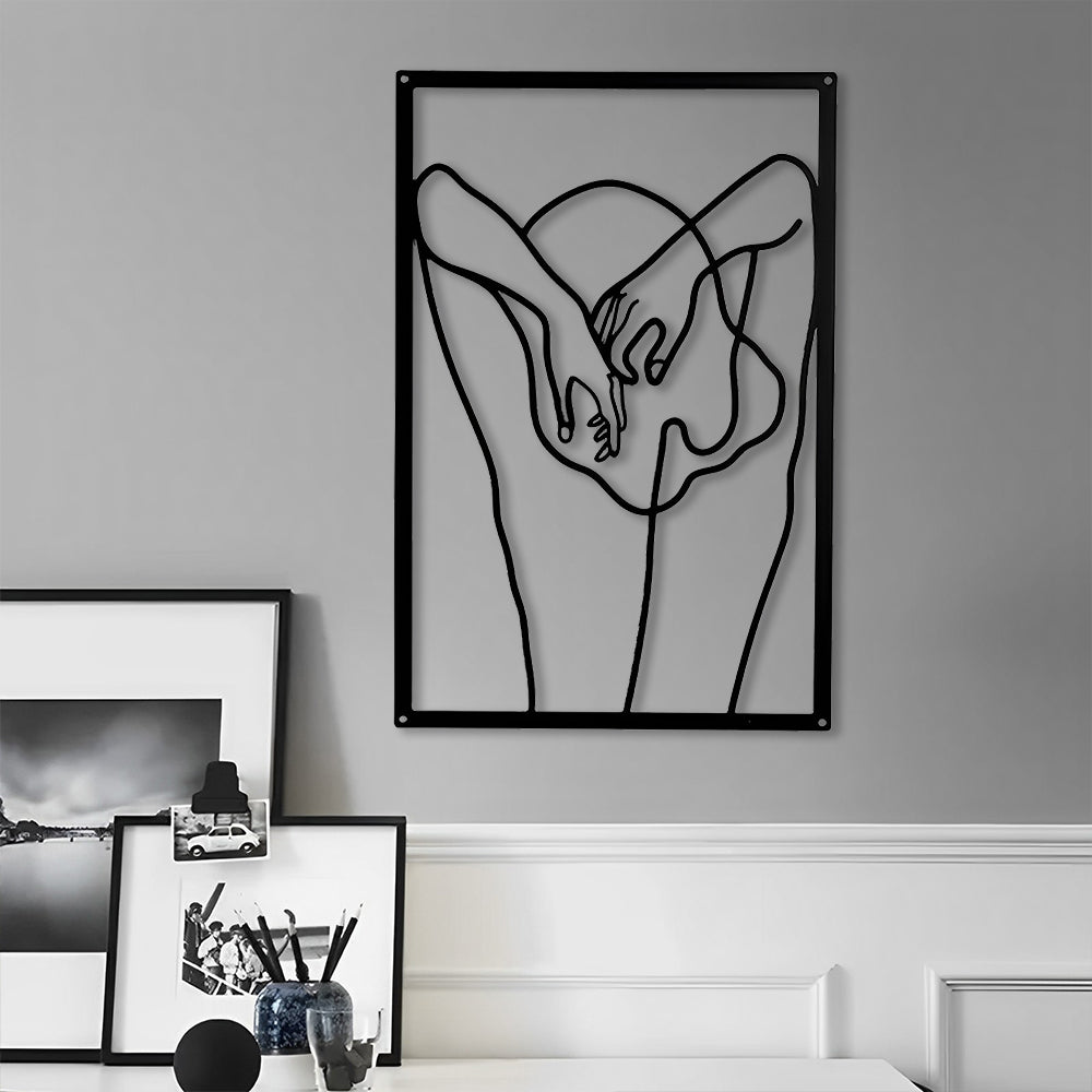 Abstract Woman Lines Metal Wall Art version 022