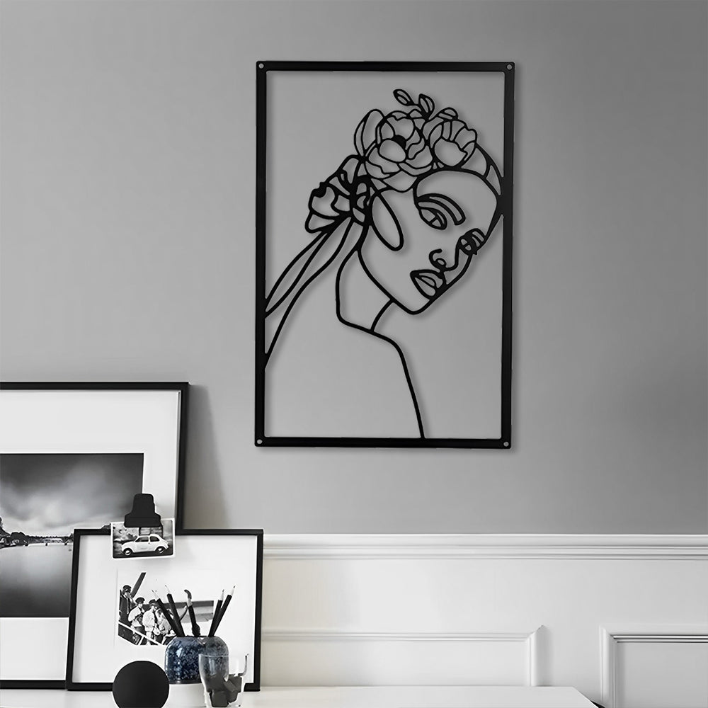 Abstract Woman Lines Metal Wall Art version 023