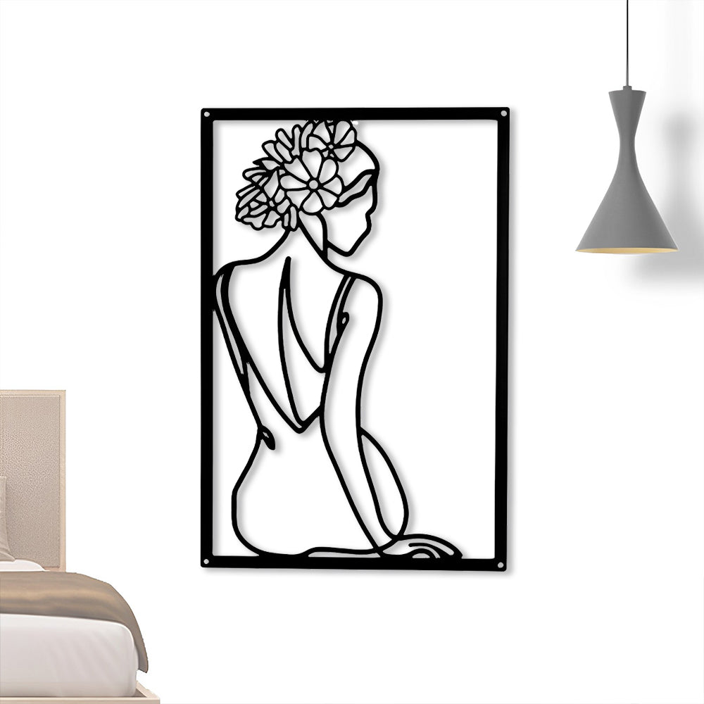 Abstract Woman Lines Metal Wall Art version 024