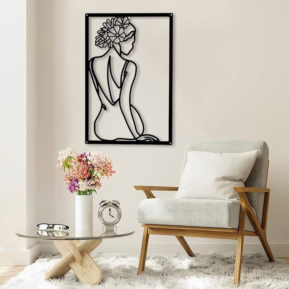 Abstract Woman Lines Metal Wall Art version 024