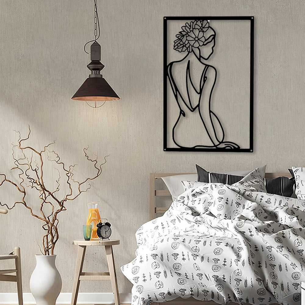 Abstract Woman Lines Metal Wall Art version 024