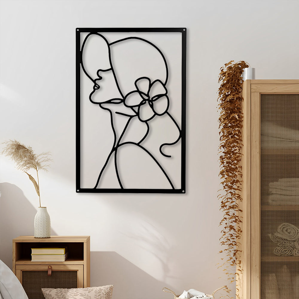 Abstract Woman Lines Metal Wall Art version 025