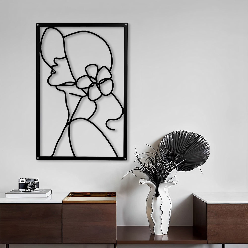 Abstract Woman Lines Metal Wall Art version 025