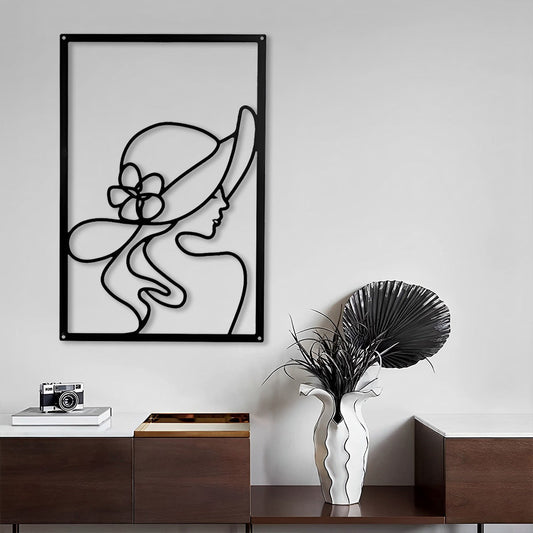 Abstract Woman Lines Metal Wall Art version 026