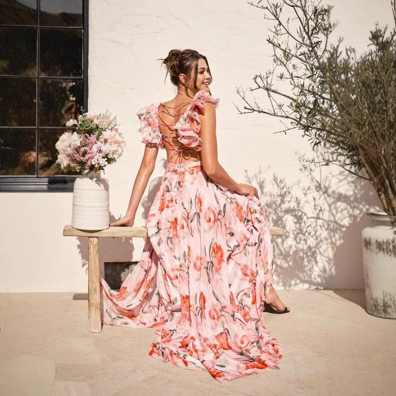 Beautiful floral silk composite dress