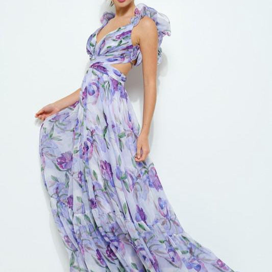 Beautiful floral silk composite dress