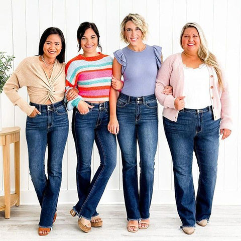 💖 High Rise Non Distressed Vintage Frayed Hem Bootcut Jeans