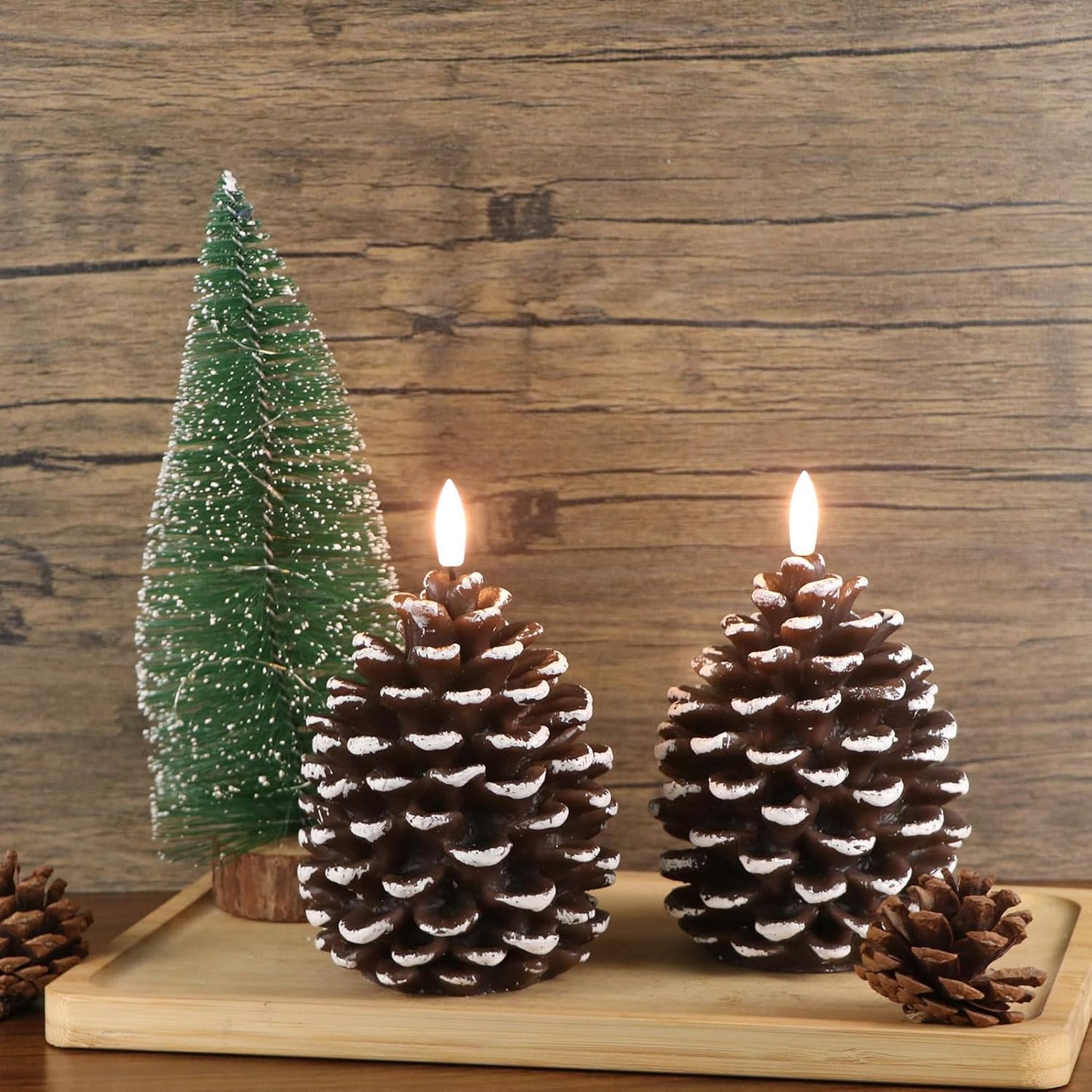 🎅Last Day 49% Off🔥Flameless Pinecone Candles Battery Operated with 6 Hour Timer