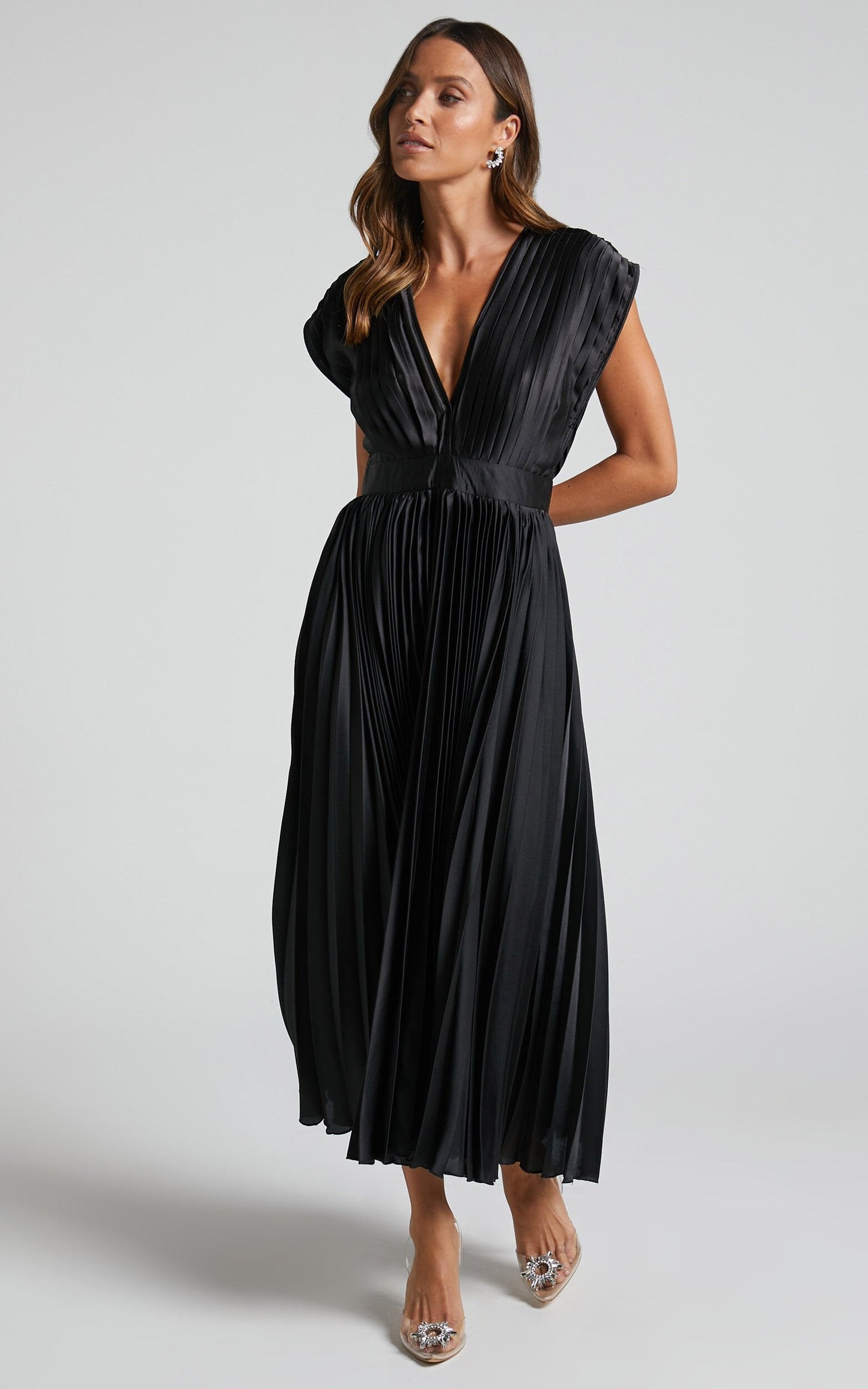 Timeless Elegance: Draped V-Neck Pleated Skirt Dress (Buy 2 Free Shipping)