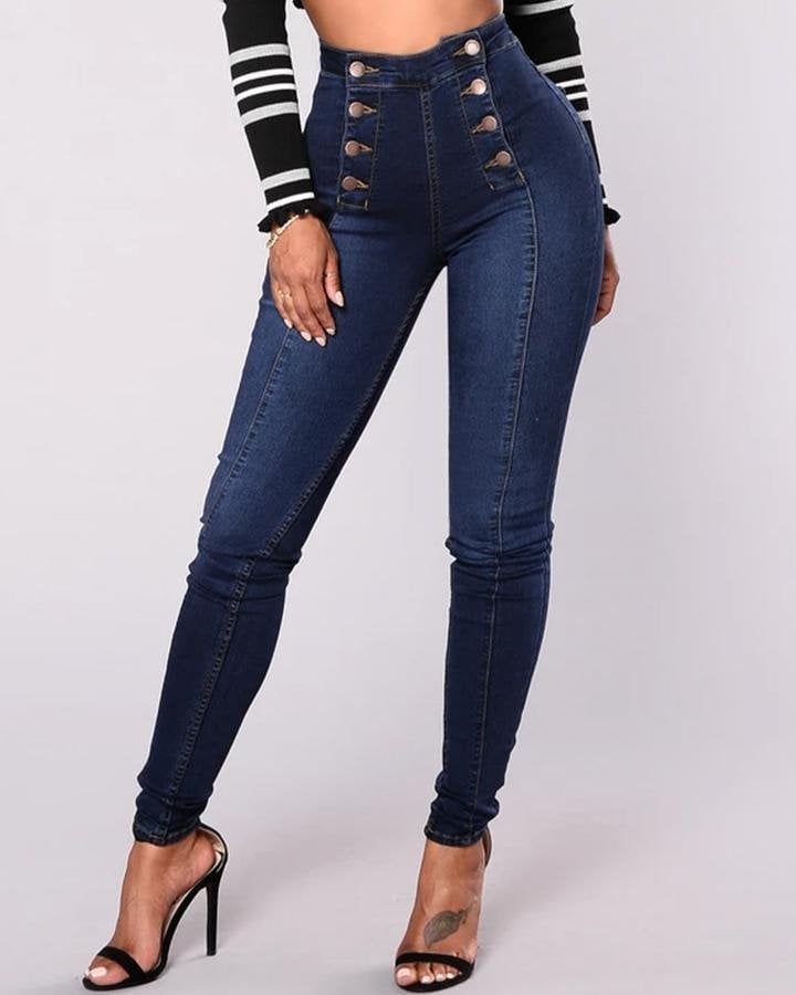 💓Double Breasted High Waist Skinny Jeans ✈BUY 2 FREE SHIPPING