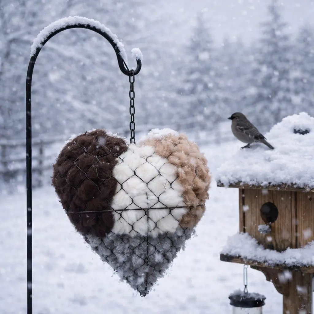 🕊️Handmade Alpaca Fiber Bird Nesting Heart 💕