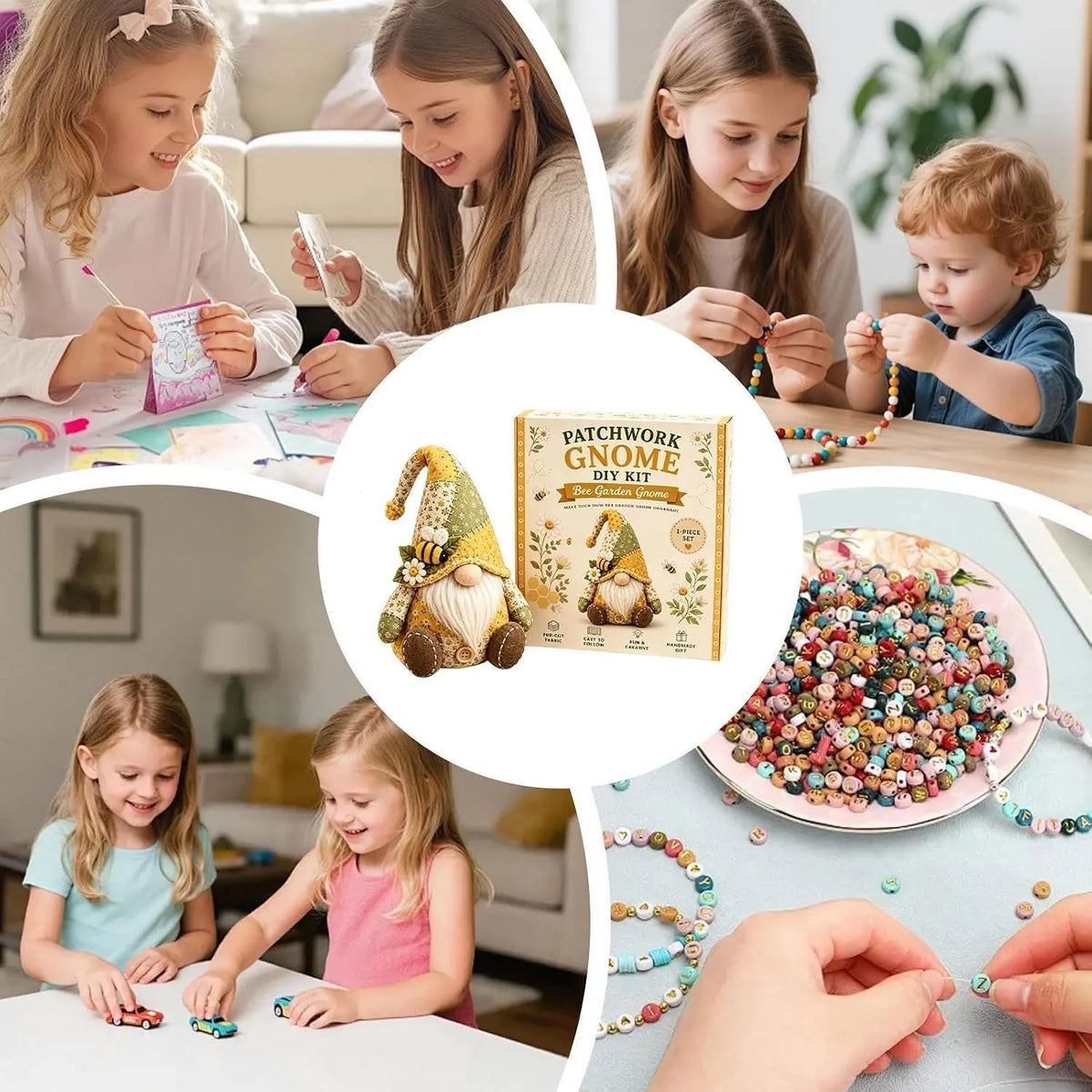 🧵🥇Patchwork-Style Gnome DIY Kit – Create Your Own Adorable Animals