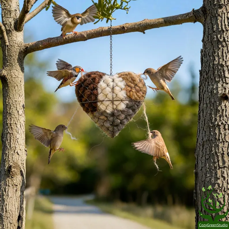 🕊️Handmade Alpaca Fiber Bird Nesting Heart 💕