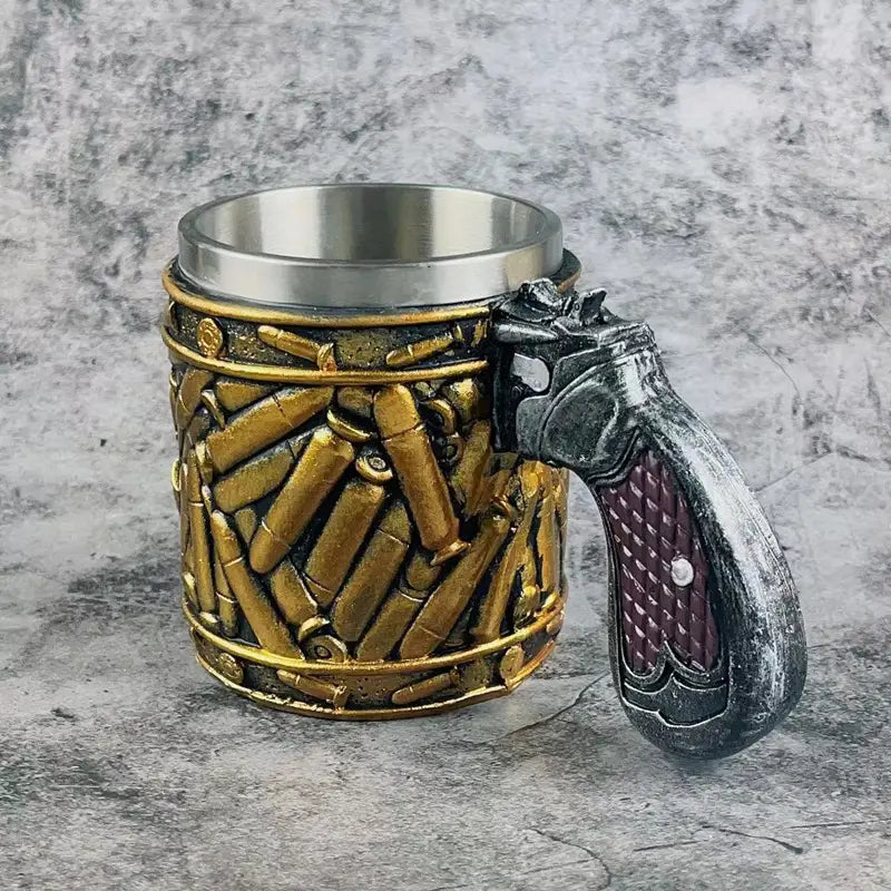 Stainless Steel Bullet Pattern Beer Mug