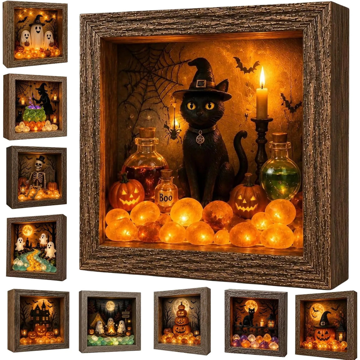 💡DIY 3D Light-Up Halloween Shadow Box Kit🎃