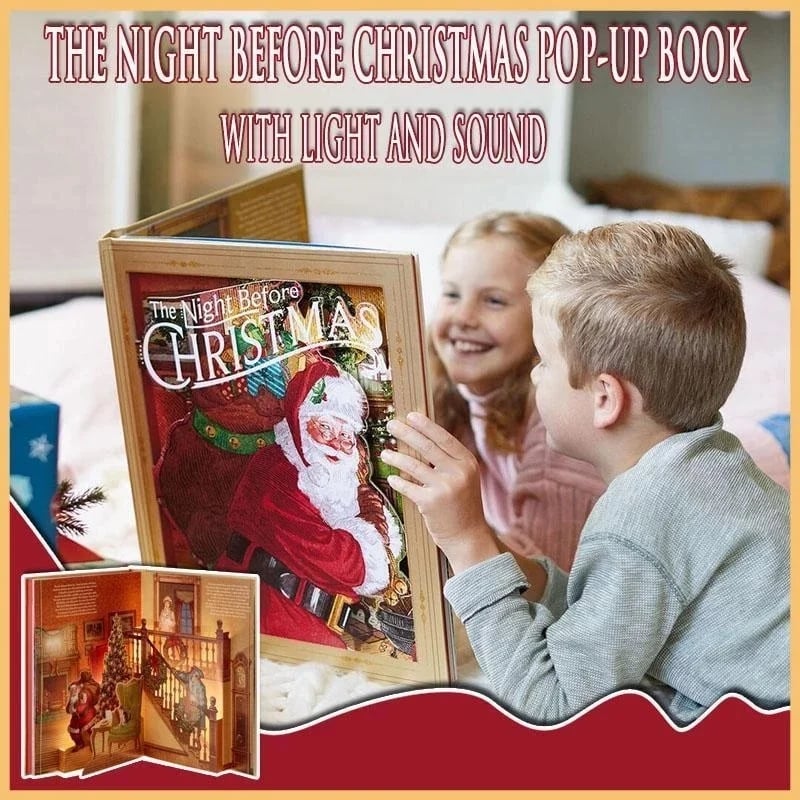 🎁2024 Best Christmas Gifts For Kids-Night Before Christmas Pop-Up Book(Light & Sound)