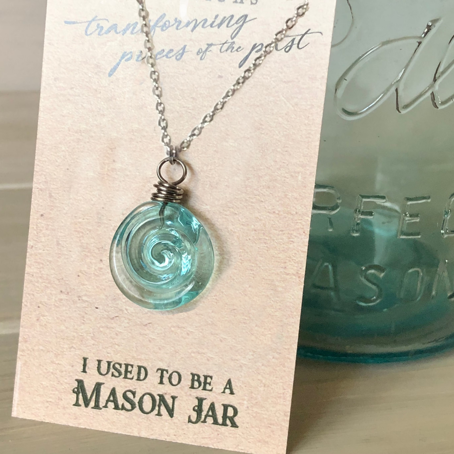 🔥Last Day 49% OFF 💙 Recycled Glass Spiral Earrings: Upcycled Mason Jar Dangles