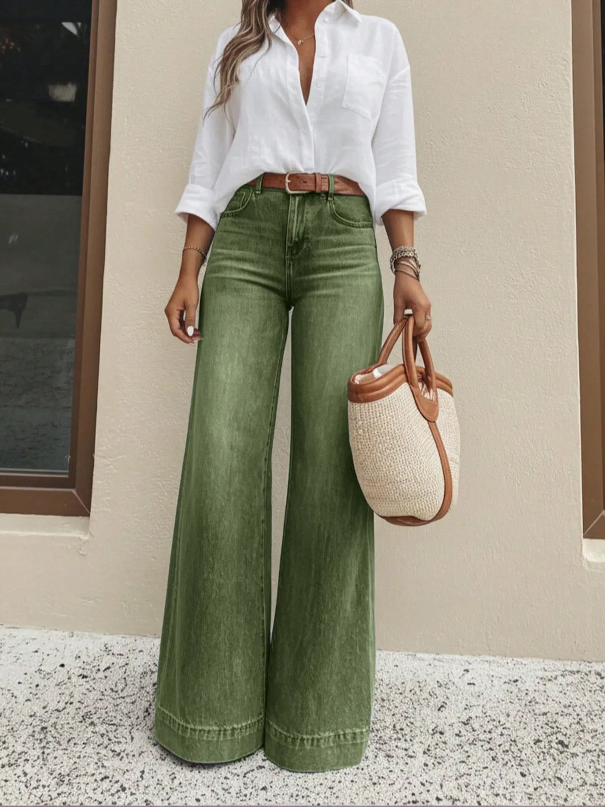 New Arrival: High-Waisted Wide-Leg Vintage-Wash Jeans
