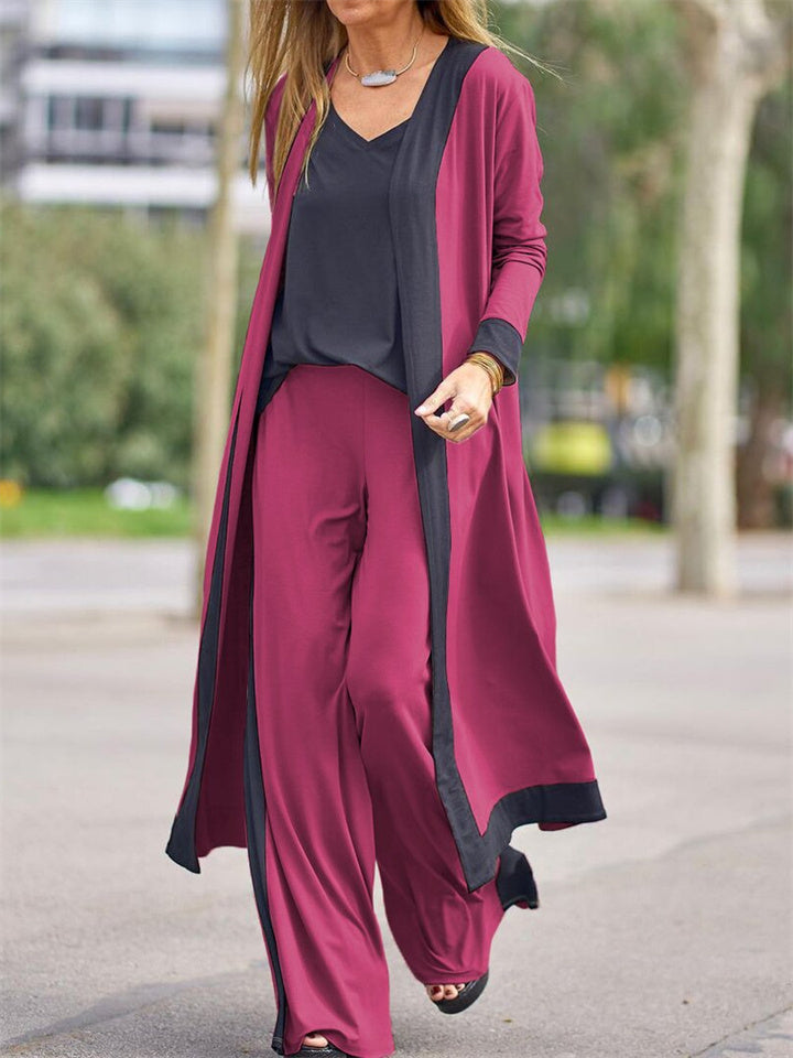 🔥 Stylish Casual Womenswear 💖 3 Piece Set (Soft Vest, Long Sleeve Cardigan Top + High Waisted Pants)