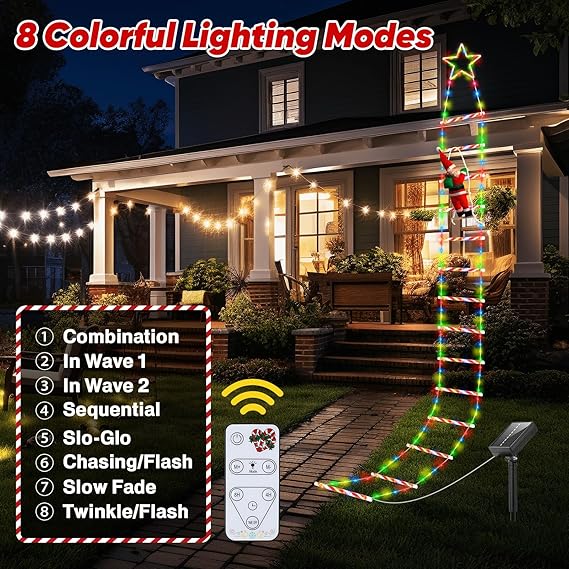 🎅🎄Christmas Decorative Ladder Lights with Climbing Santa Claus