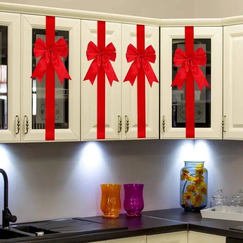 🎅 Early Christmas Sale 🎅🎄 Red Christmas Cabinet Ribbons & Bows