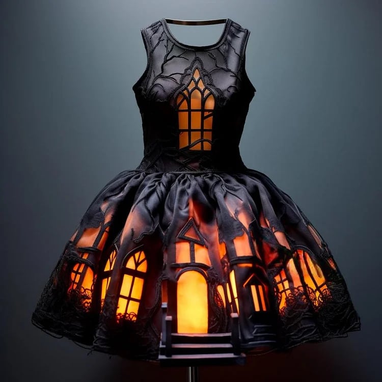 These stunning Halloween Silhouette Dresses Will Light Up Your Spooky Season!(Glow is a picture effect)