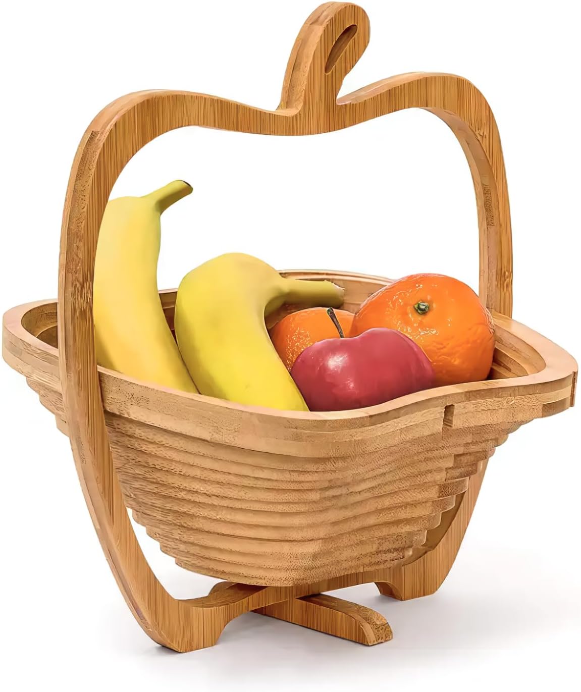 The Apple Shape Generic Elegant Folding Wooden Fruit Basket
