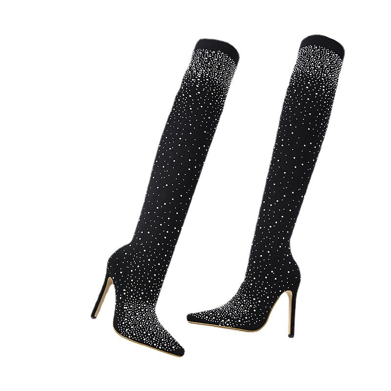 🔥Women’s Sparkly Faux Diamonds Over-the-Knee Boots👠