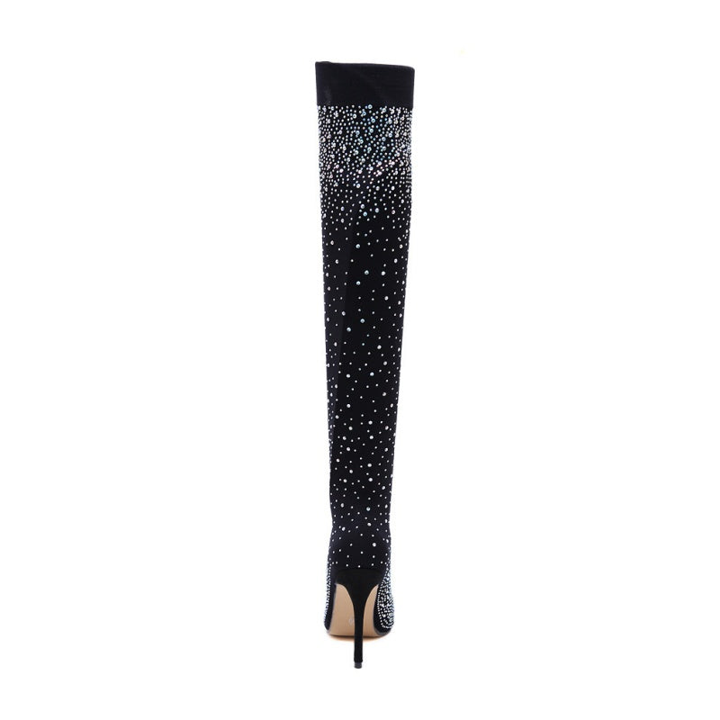 🔥Women’s Sparkly Faux Diamonds Over-the-Knee Boots👠