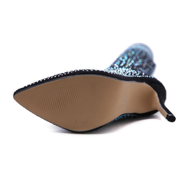 🔥Women’s Sparkly Faux Diamonds Over-the-Knee Boots👠